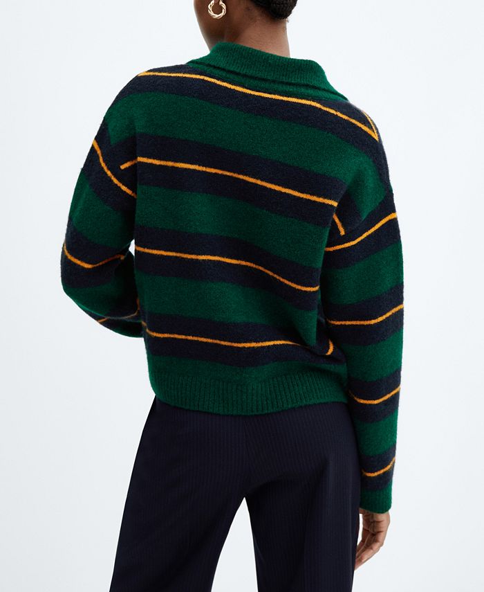 MDX Navy Striped Polo Neck Women's Sweater Mg2476 - Dubno