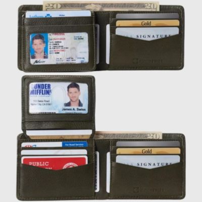 Men's Wallet for Men RFID Protected Leather Wallet Spencer Bifold Divided Bill Section Gift Box 2 ID Windows 14 Card Storage Pockets