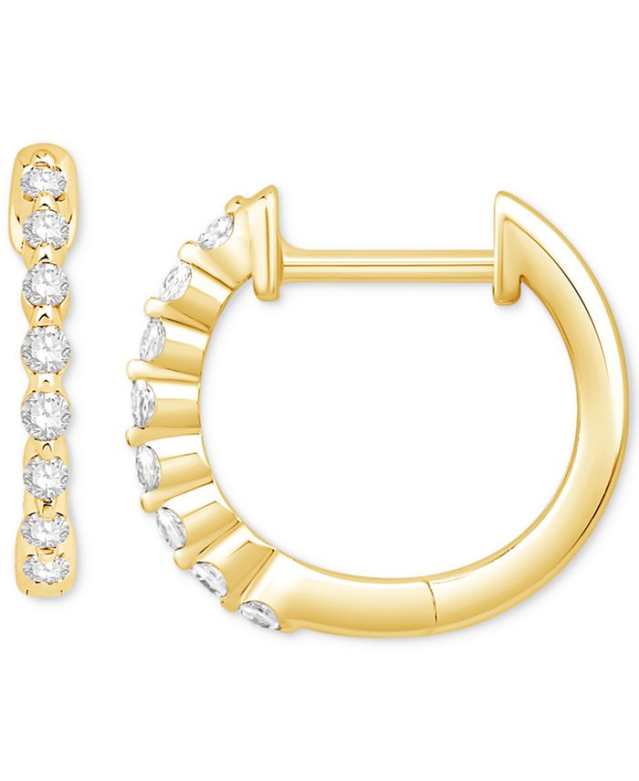 Macy's Diamond Small Hoop Earrings (1/6 ct. t.w.) in 14k Gold - Macy's