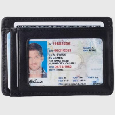 Mens RFID Money Clip Leather Minimalist Wallet Card Case ID Window