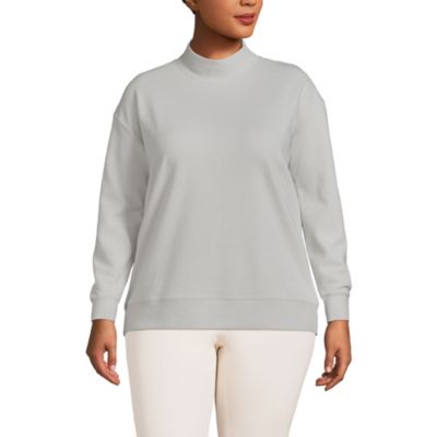 Women's Plus Size Long Sleeve Ottoman Mock Pullover Tee