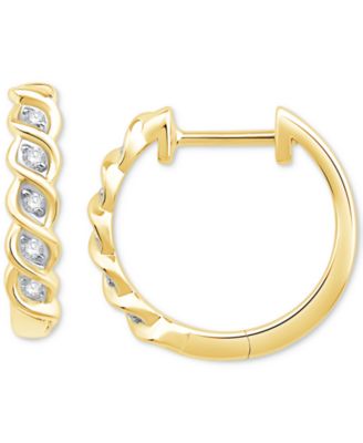 Diamond Twist Small Hoop Earrings (1/10 ct. t.w.) in 10k Gold