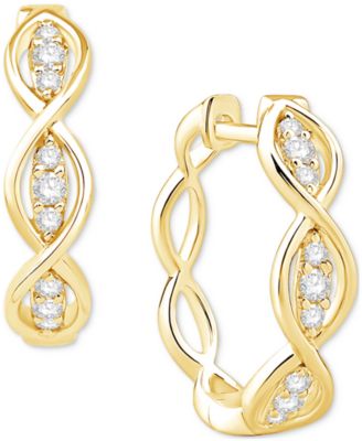 Macy's - Diamond Oval Openwork Hoop Earrings (1/6 ct. t.w.) in 10k Gold