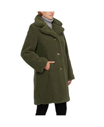 Ellen Tracy Women s Cozy Sherpa Teddy Pea coat with Notch Collar