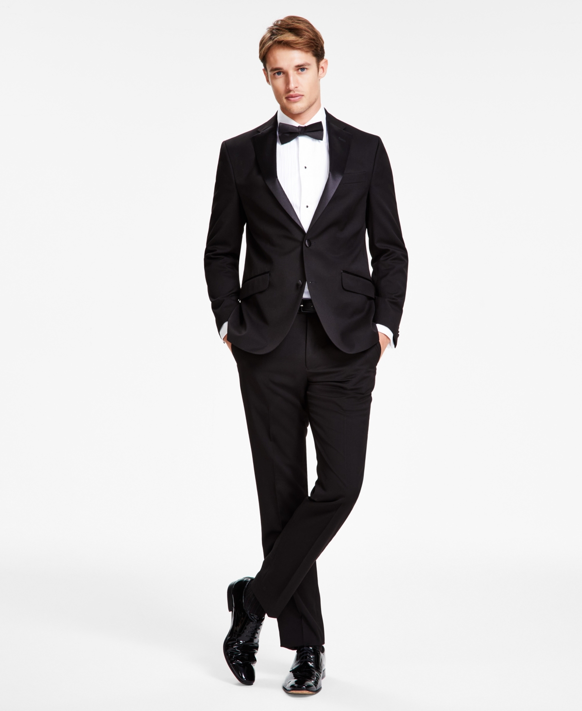 Men's Slim-Fit Ready Flex Tuxedo Suit - Black