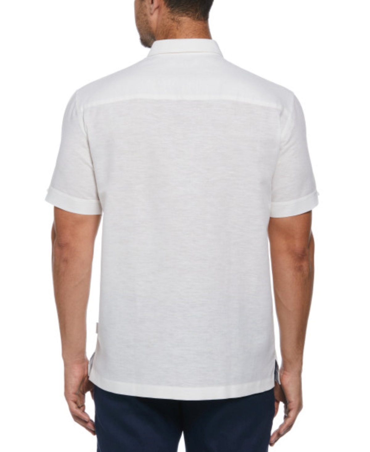 Shop Cubavera Men's Short Sleeve Button Front Linen Blend Yarn-dyed Panel Shirt In Brilliant