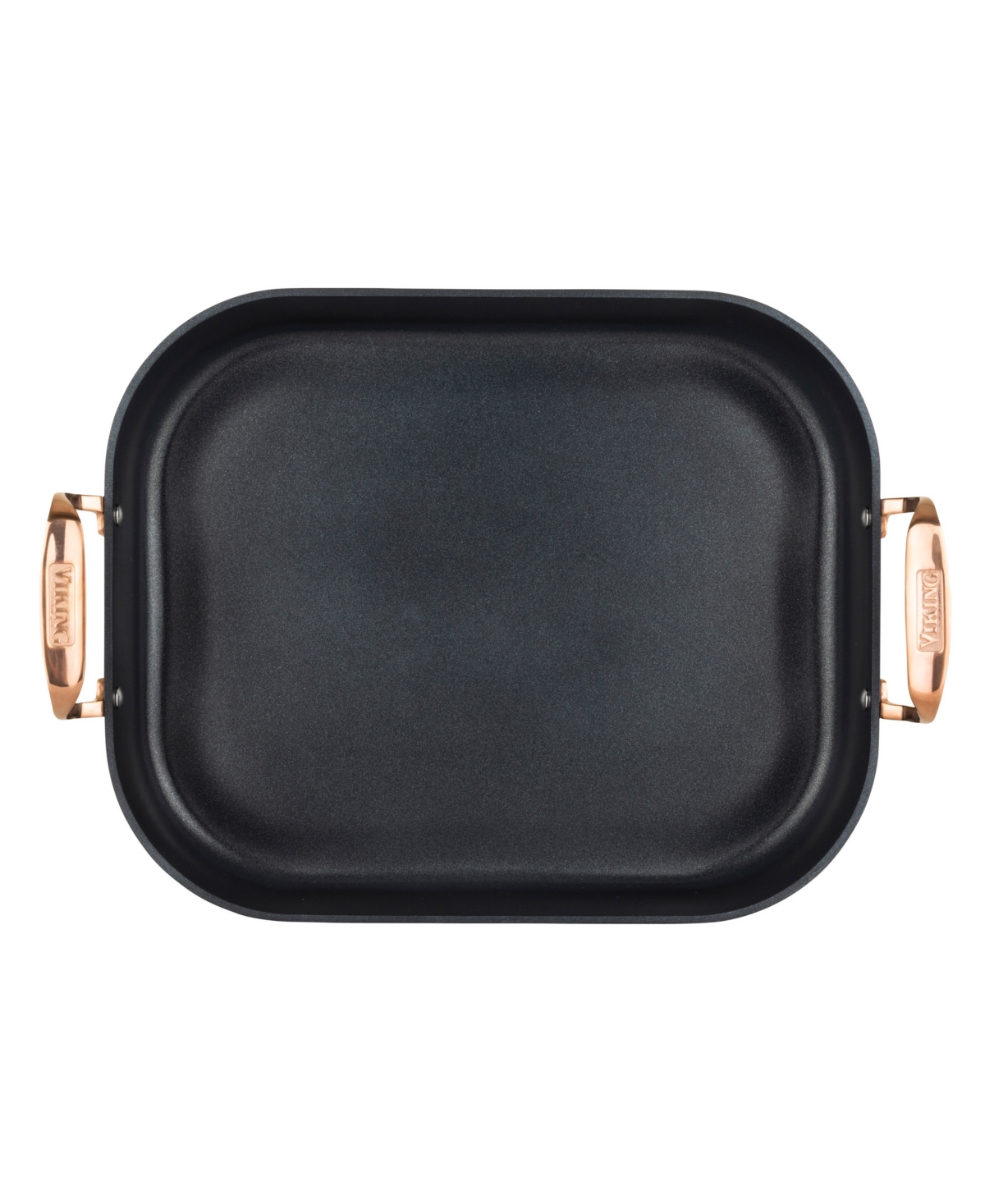 Viking Hard Anodized Non-stick Roaster With Rack And Carving Set, Copper Handles In Dark Gray