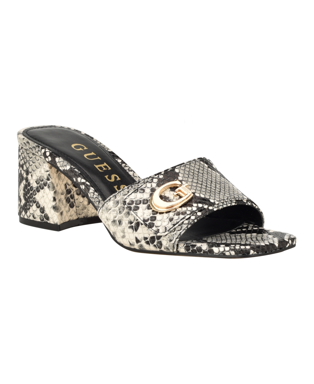 Guess Gallai Slide Sandal In Black Snake Multi