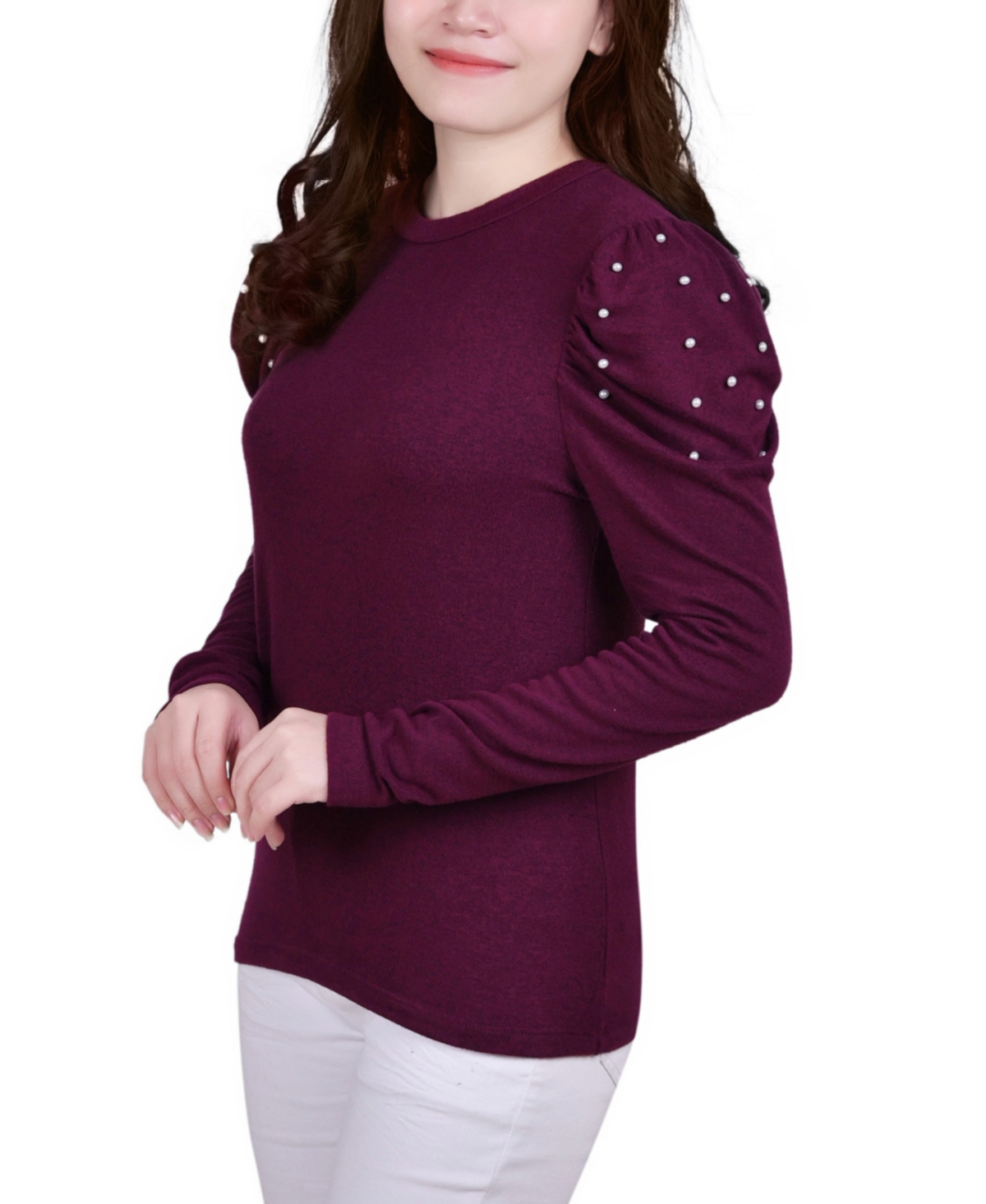 Ny Collection Petite Puff Sleeve Knit Top