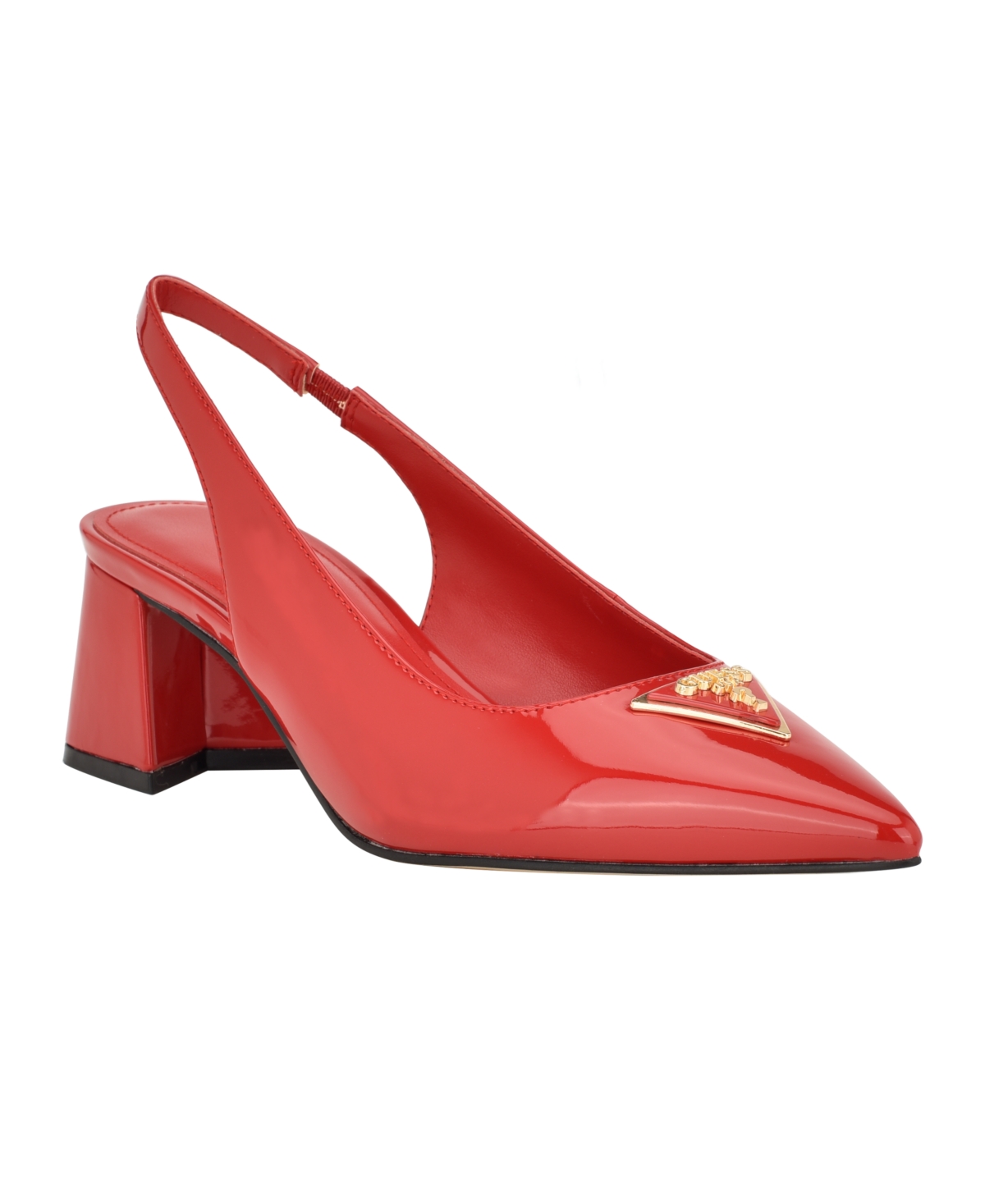 Shop Guess Women's Zanda Pointed Toe Block Heel Slingbacks In Red Patent