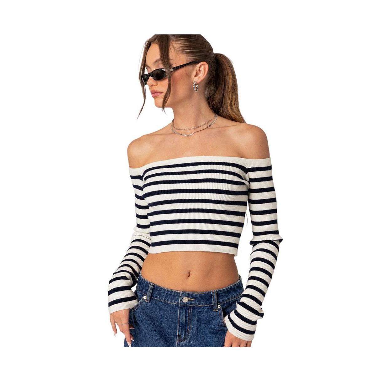 EDIKTED WOMEN'S MIRANDA OFF SHOULDER KNIT TOP