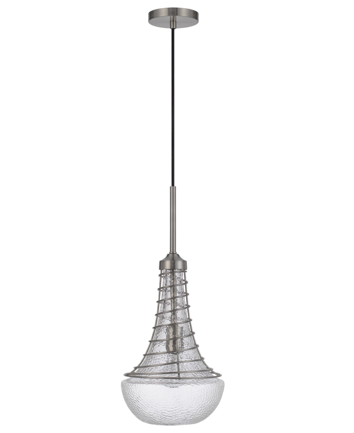 Cal Lighting Baraboo 21" Height Metal And Glass Pendant In Brushed Steel,silver