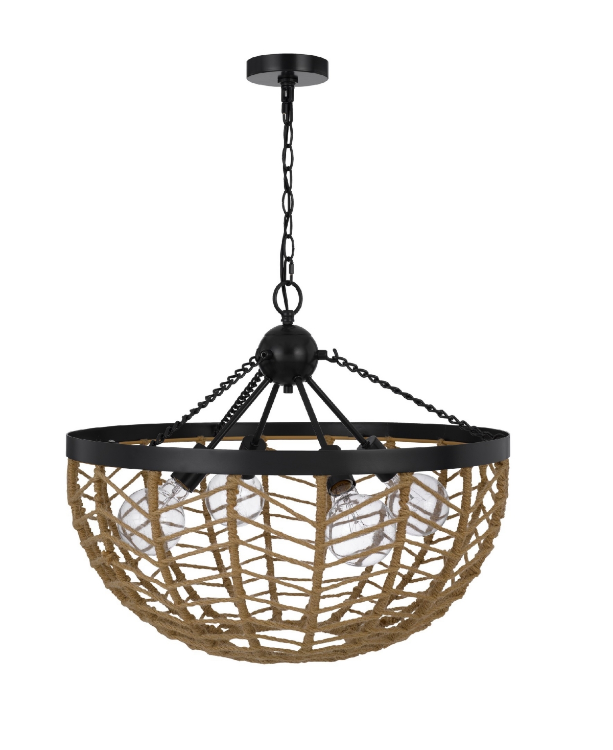 Cal Lighting Lillington 4 Light 20.375" Height Metal Pendant In Burlap,black