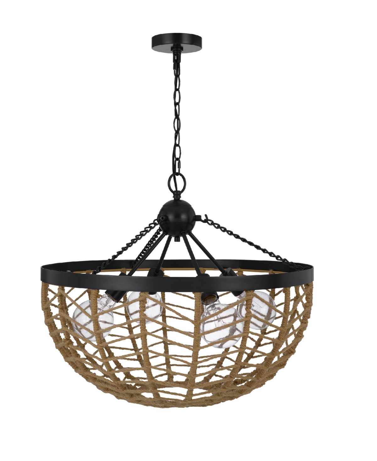 Shop Cal Lighting Lillington 4 Light 20.375" Height Metal Pendant In Burlap,black