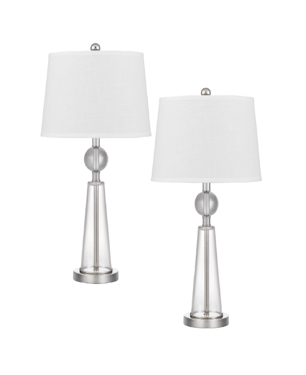 Cal Lighting Almere 28.5" Height Table Lamp Set In Brushed Steel,glass