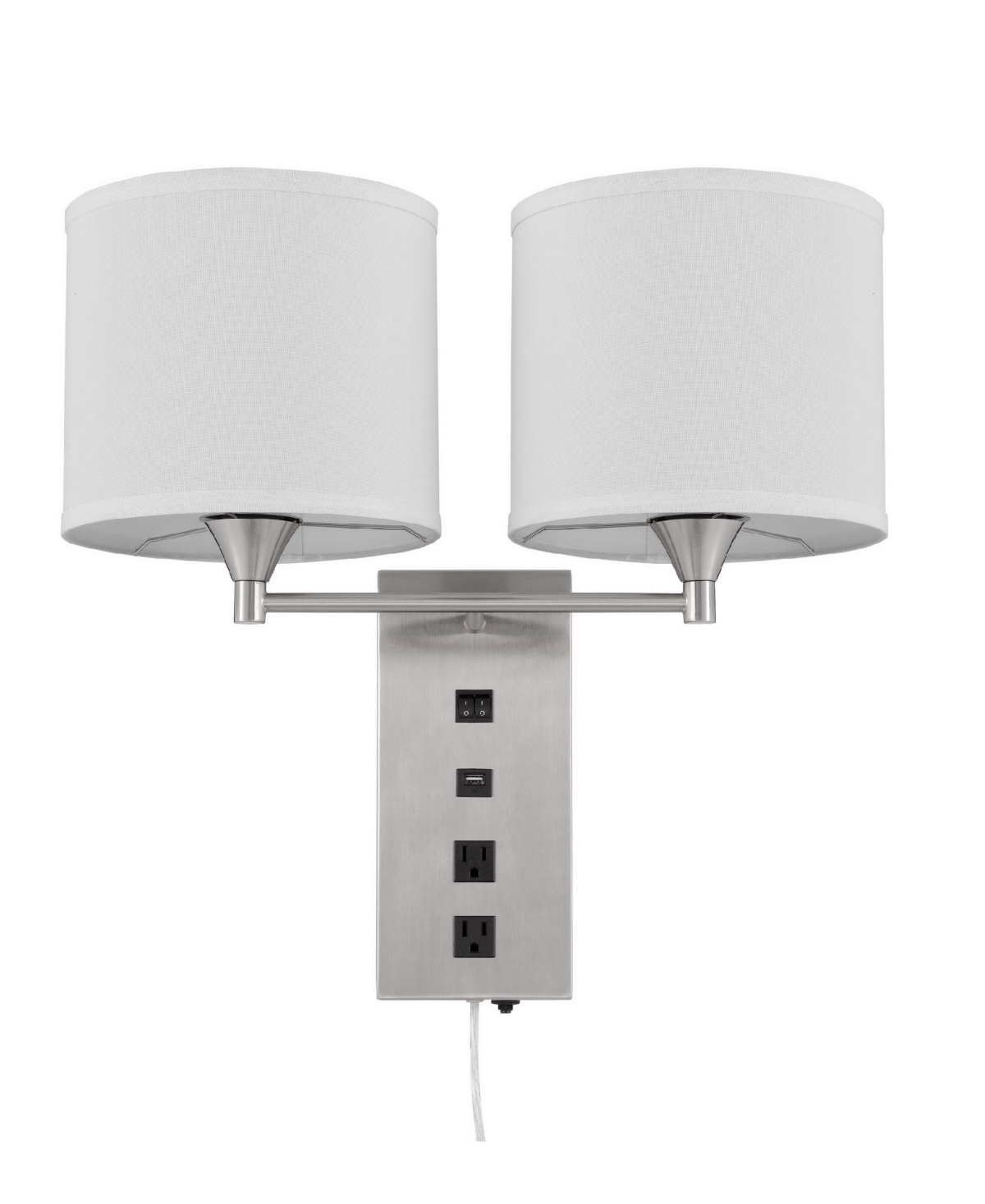 Cal Lighting 19" Height Metal Wall Lamp In Brushed Steel