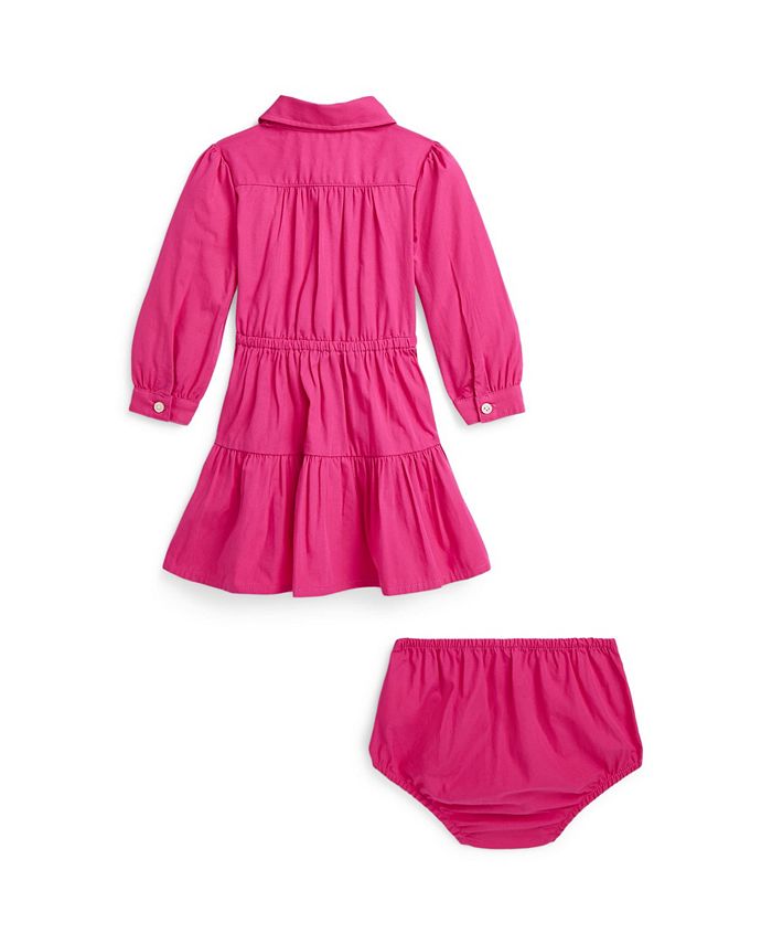 Polo Ralph Lauren Baby Girls Tiered Cotton Shirtdress and Bloomer Set