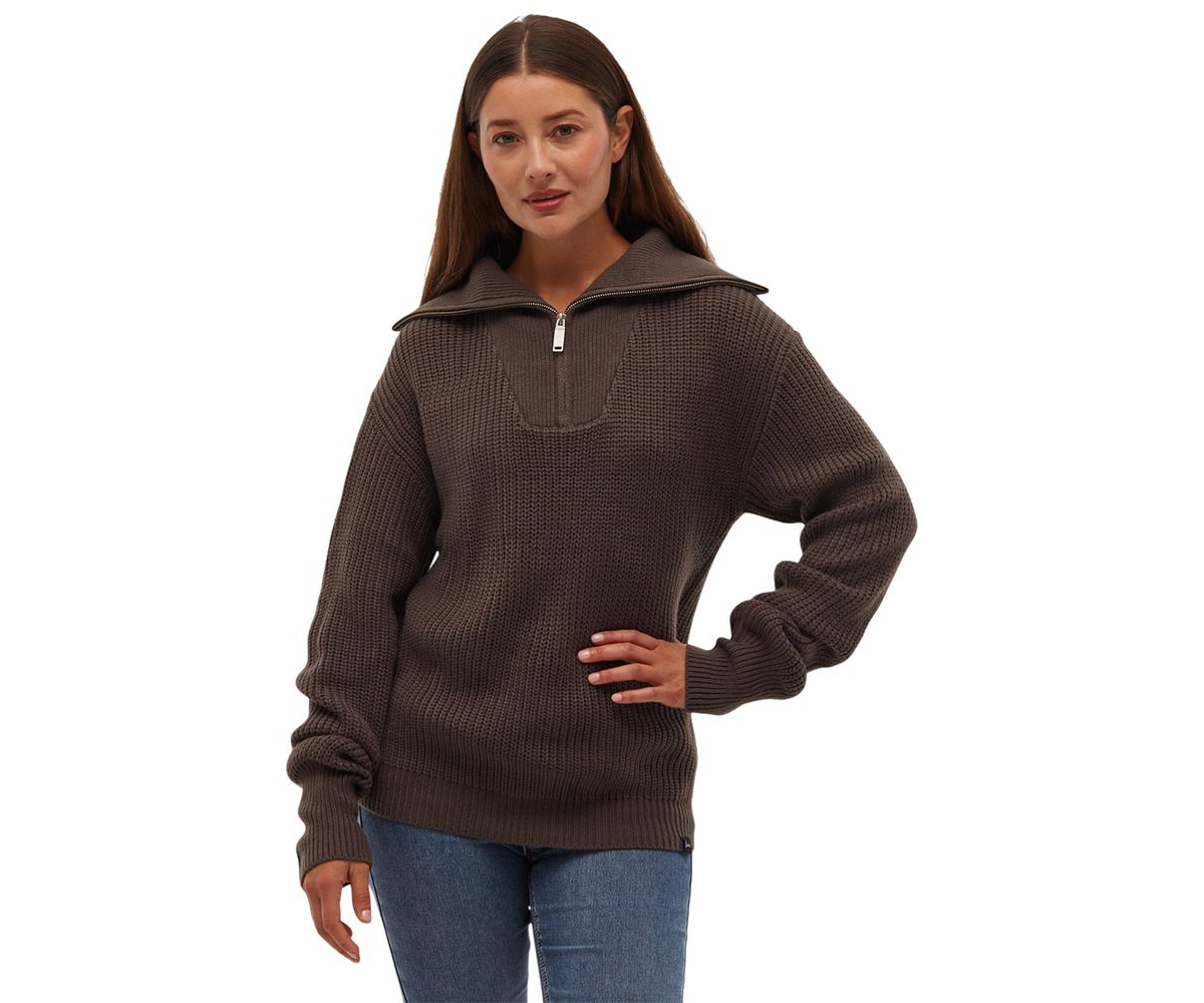 Women's Thurynn Oversize Zippered Funnel Sweater - Dusky blue