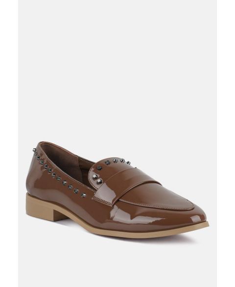 Женские туфли Rag & Co Emilia Patent Stud Penny, цвет: Бежевый / Хаки