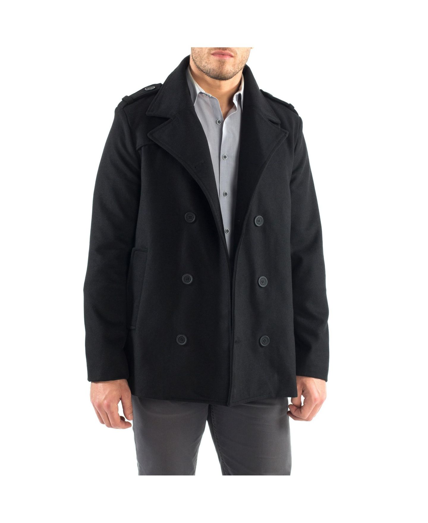 Мужское пальто Alpine Swiss Jake Pea Coat Wool Blend Double Breasted Dress Jacket Peacoat, цвет: Чёрный — фото 3