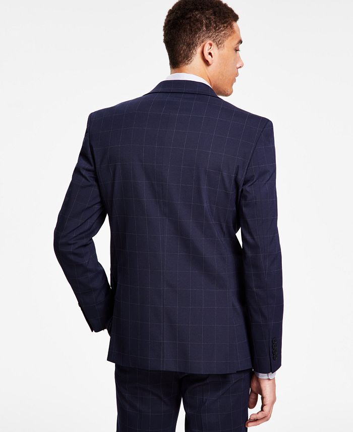 DKNY Men's Modern-Fit Wool Suit Jacket Gray Size 42