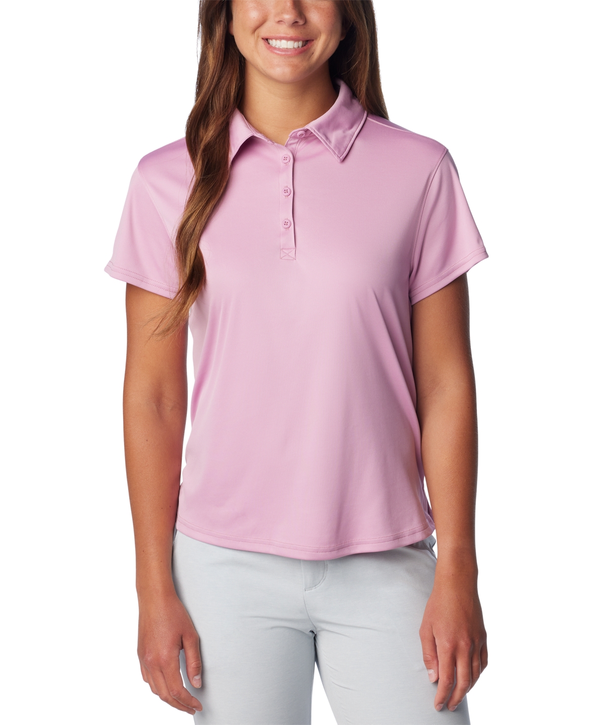 Shop Columbia Women's Tidal Short-sleeve Polo T-shirt In Minuet