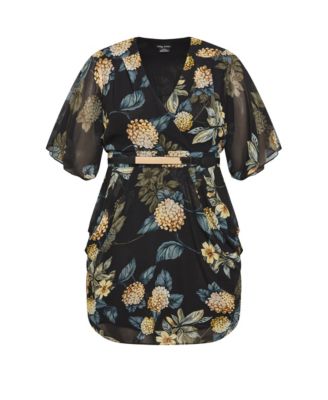 Women's Wrap Golden Floral Dress