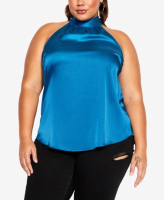 City Chic Pigiama Donna Plus Size Nora Satin – Pantaloni Con Tasche E Vita Elastica, Lunghezza Intera