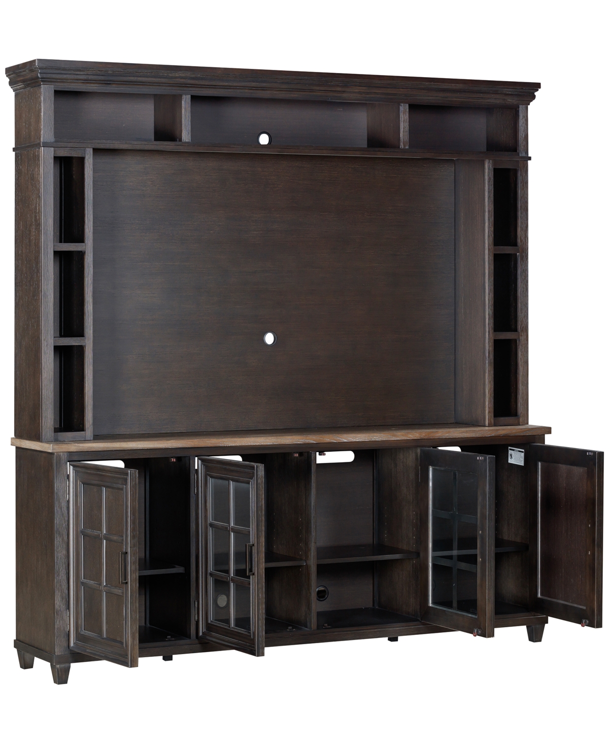 Shop Macy's 84" Dawnwood 2pc Tv Console Set (84" Console With 4 Doors And Hutch) In Wheat