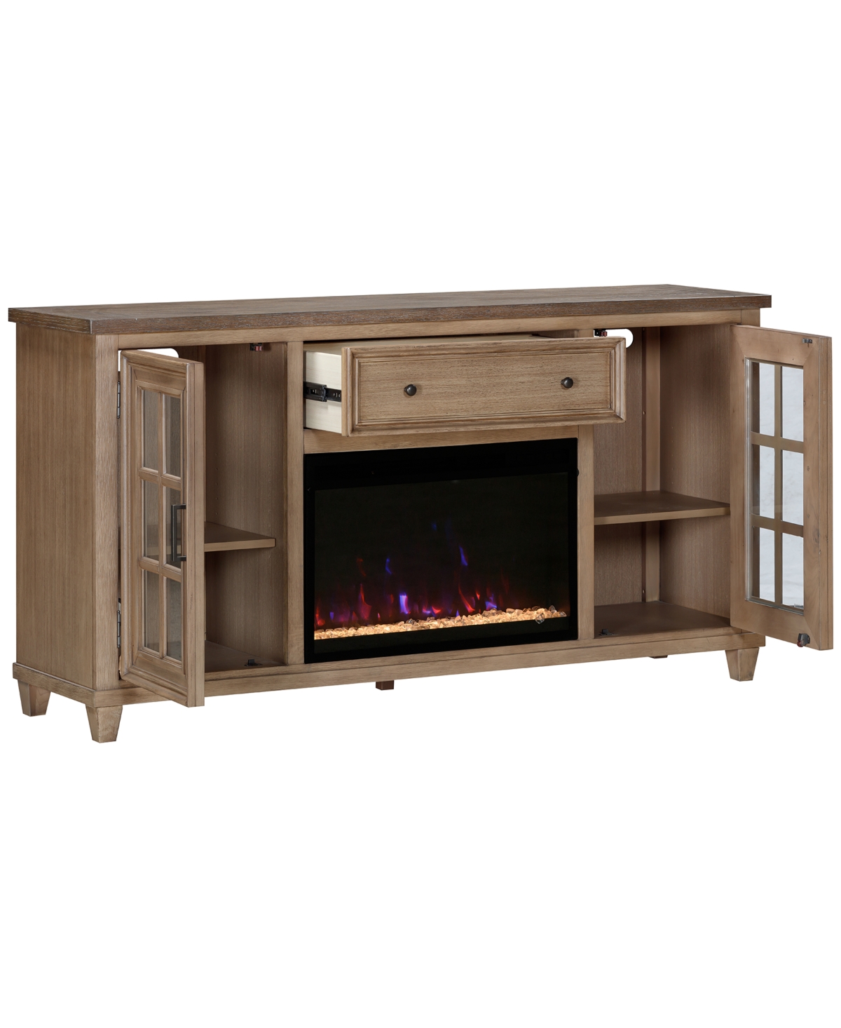Shop Macy's 65" Dawnwood 2pc Tv Console Set (65" Console And Fireplace) In Espresso