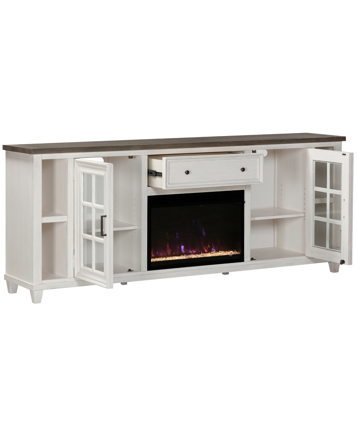 Macy's 96" Dawnwood 2pc Tv Console Set (96" Console And Fireplace) In Espresso