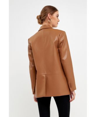 Women's Faux Leather Blazer