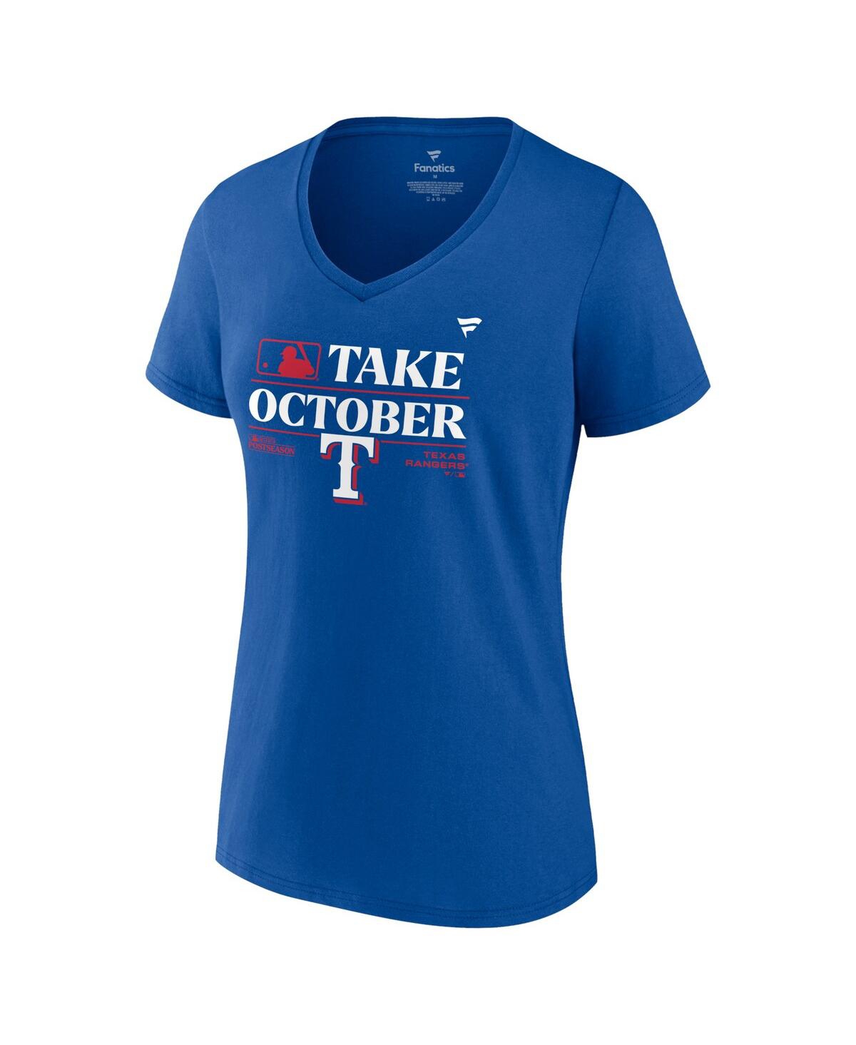Shop Fanatics Women's  Royal Texas Rangers 2023 Postseason Locker Room V-neck T-shirt
