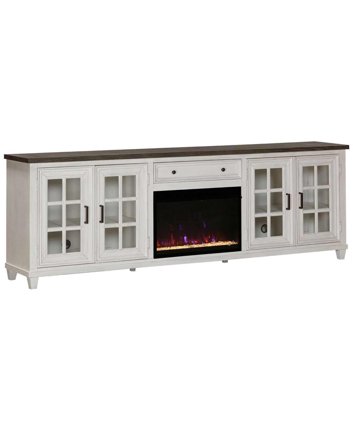 Macy's 96" Dawnwood 2pc Tv Console Set (96" Console And Fireplace) In White