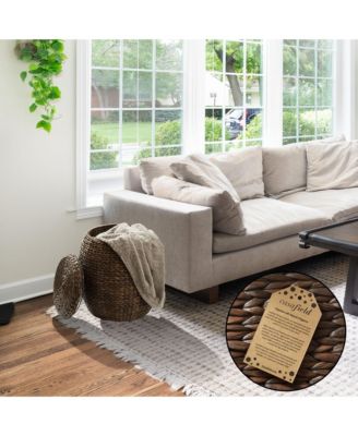 Round Storage Basket with Lid, Natural - Handwoven Water Hyacinth Hamper Organizer for Laundry, Blankets, Plants