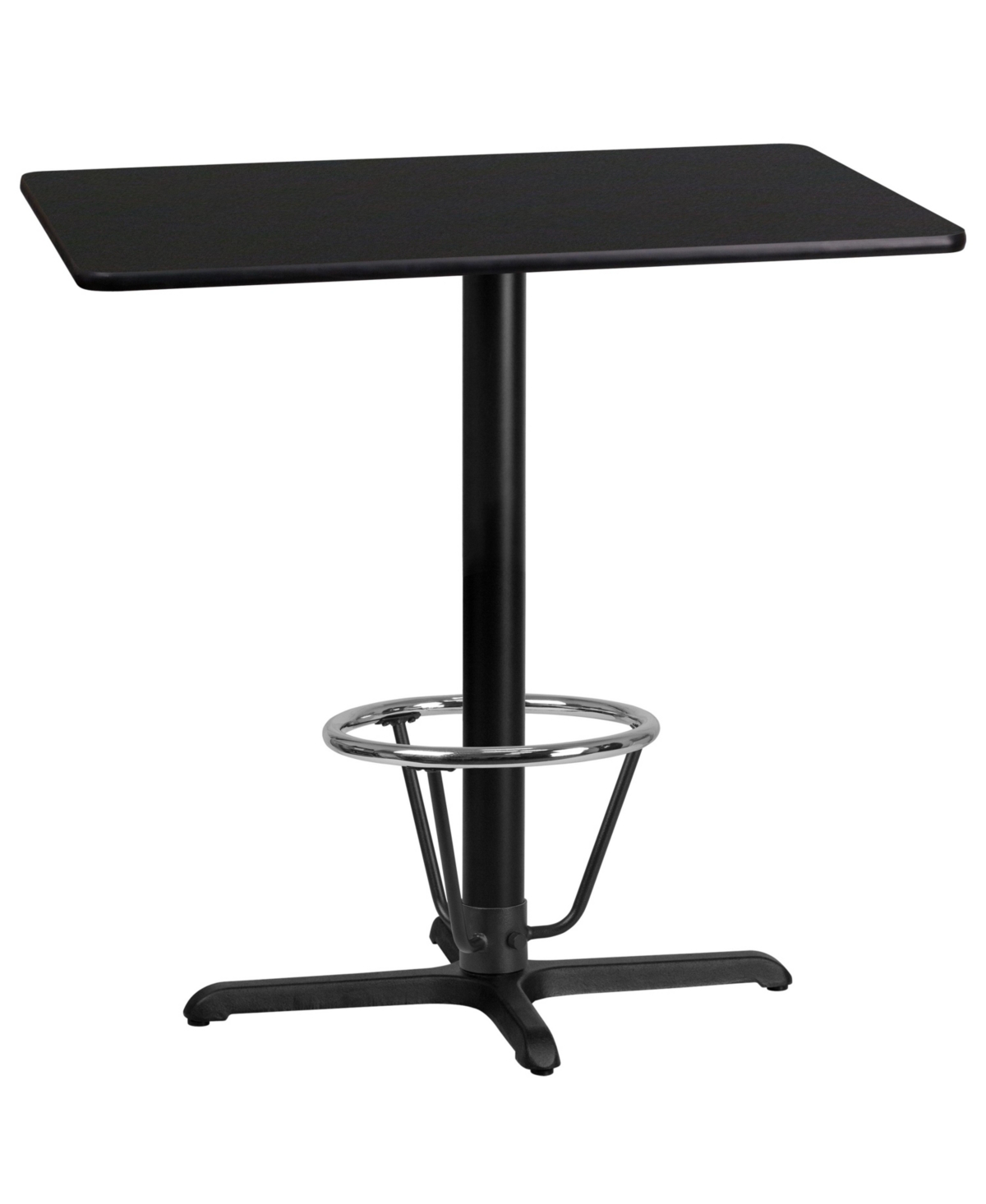 Emma+oliver 24"x42" Rectangular Laminate Bar Table With 23.5"x29.5" Foot Ring Base In Black