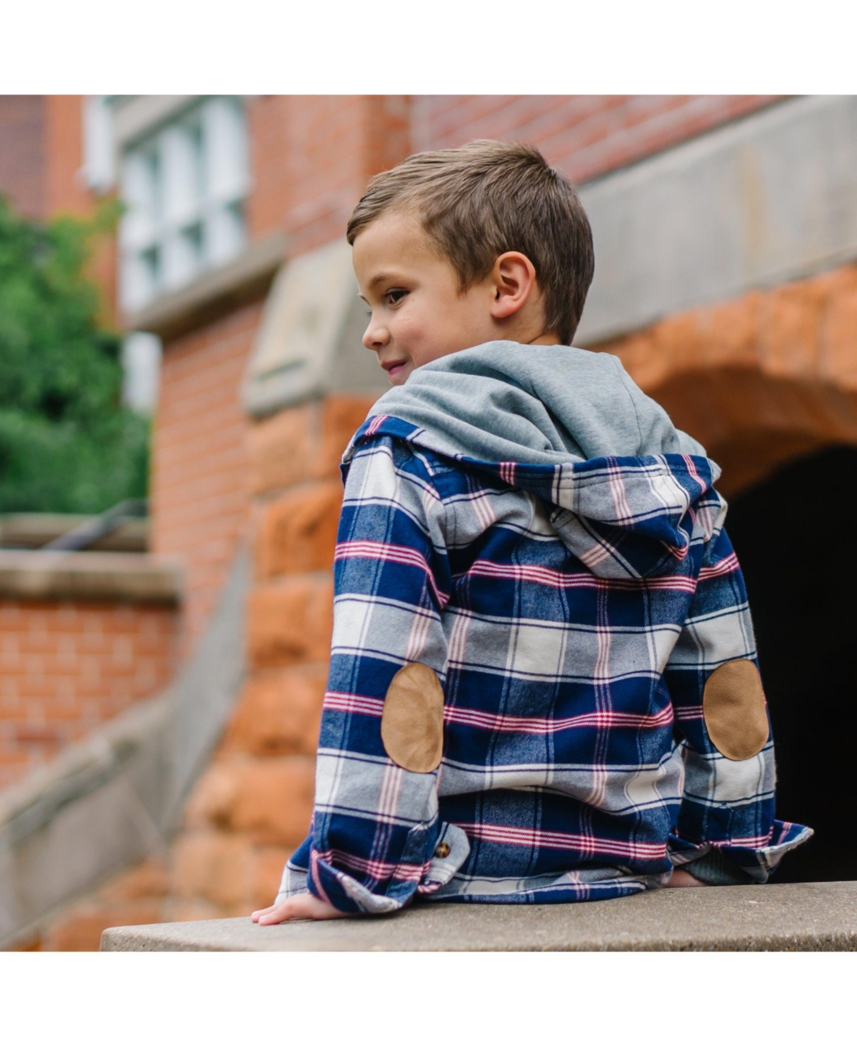 Hope & Henry Boys Long Sleeve Hooded Flannel Shirt Jacket