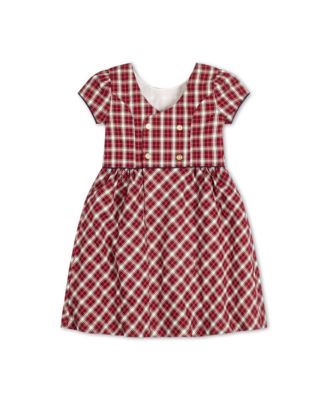 Big Girls Short Sleeve Button Back Schoolgirl Dress