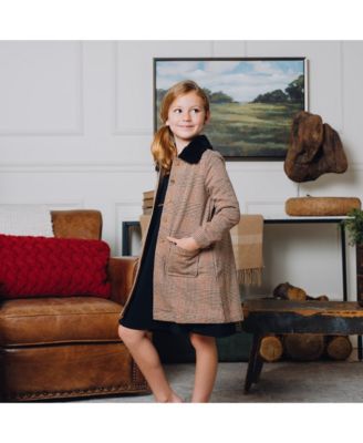 Girls Collared Fleece Swing Coat