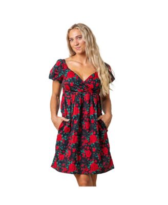 Women's Puff Sleeve Crossover Party Dress