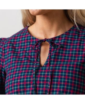 Women's Long Sleeve Smocked Waist Keyhole Dress