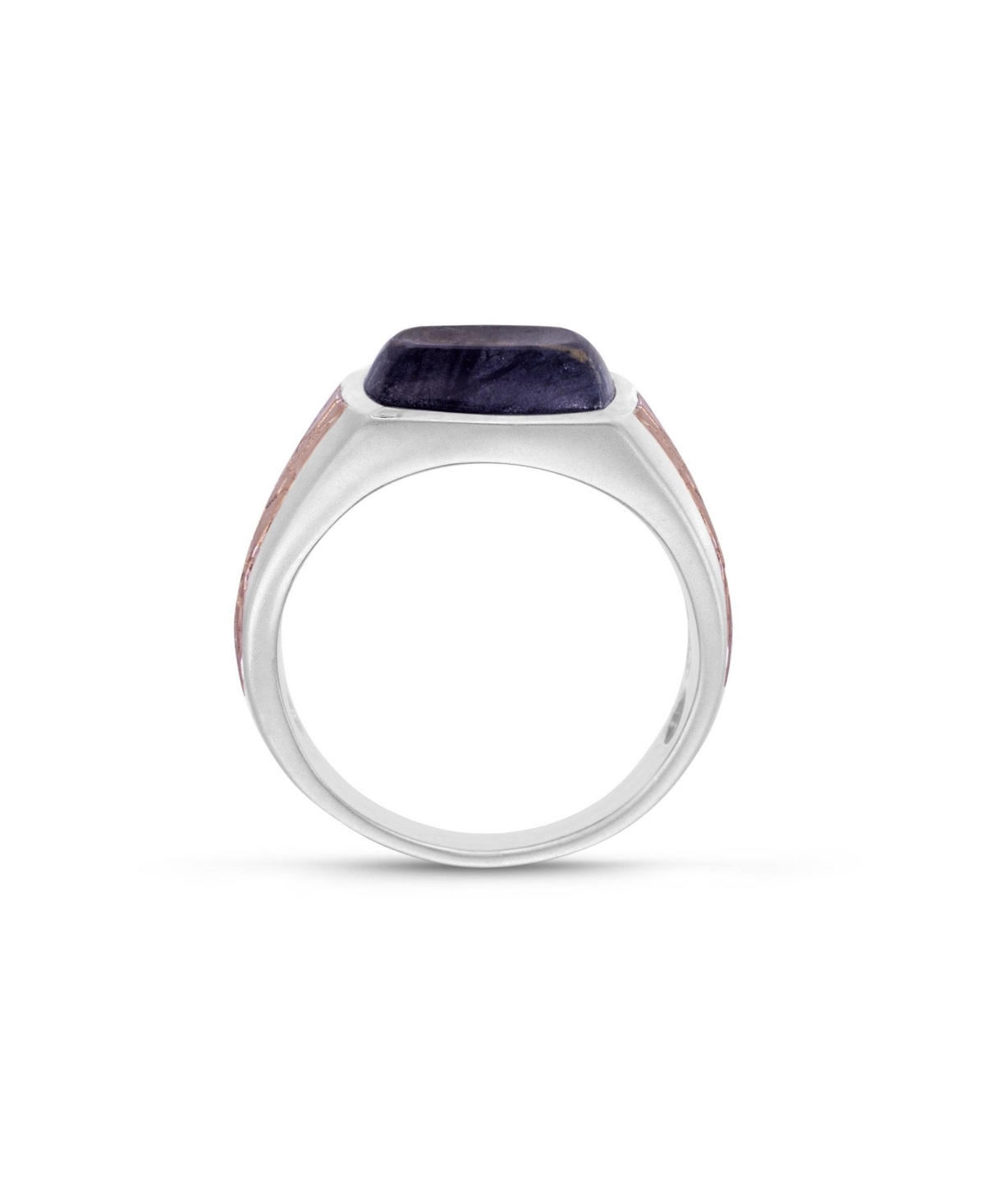 LuvMyJewelry Grey Picture Agate Gemstone Sterling Silver Men Signet Ring in Brown Rhodium