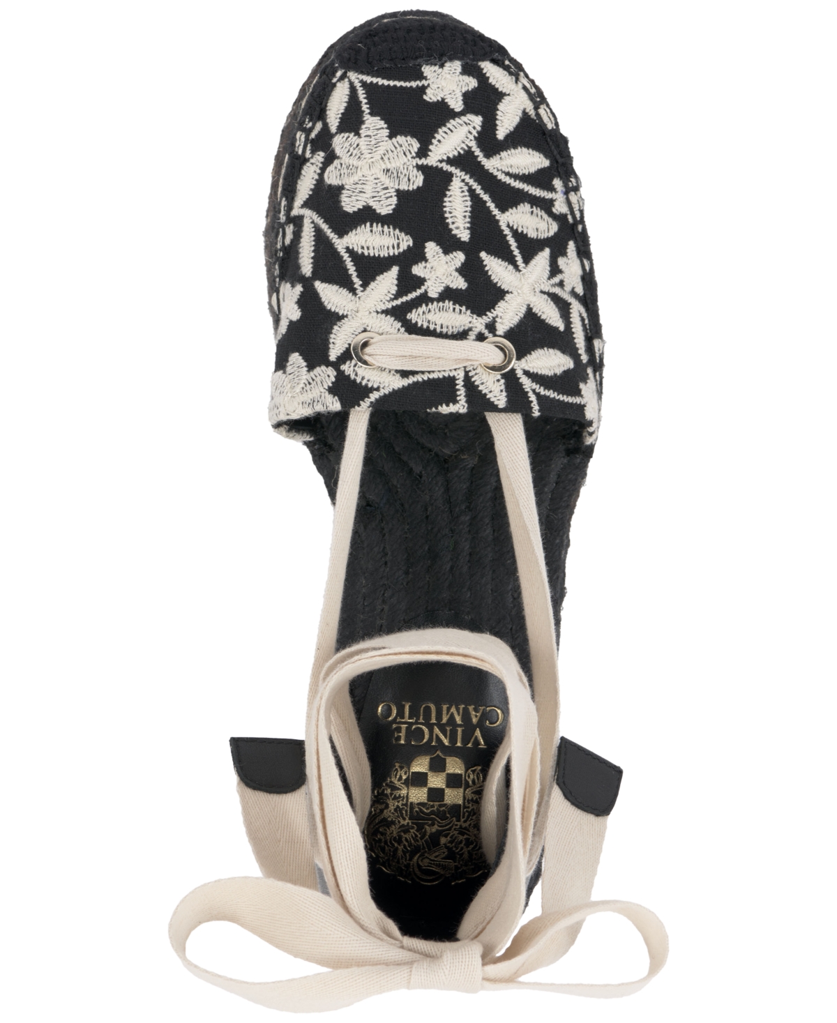 Shop Vince Camuto Women's Tishea Lace-up Espadrille Wedge Sandals In Black,cream