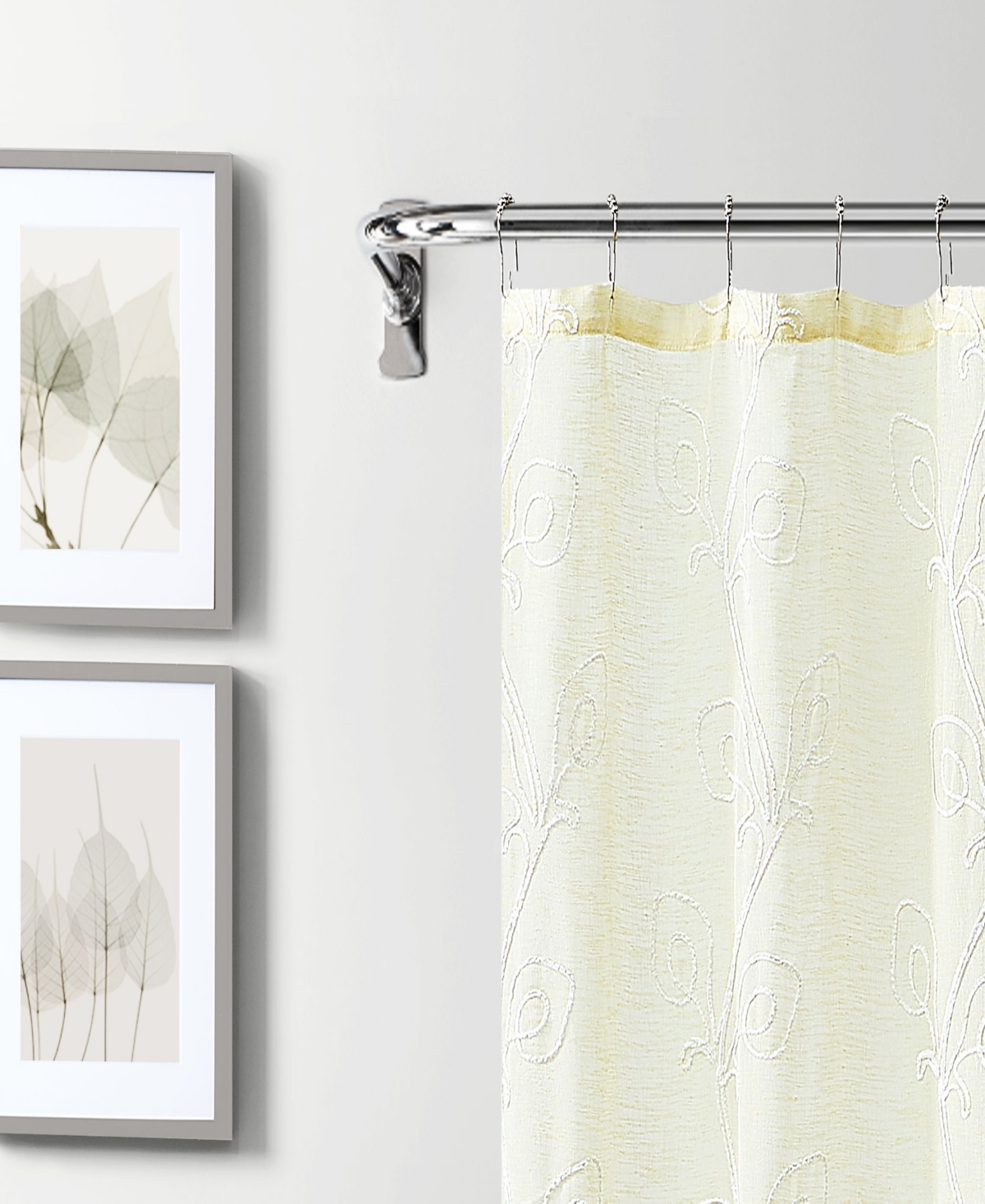 Shop Dainty Home Stella Chenille Embroidered Shower Curtain, 72" X 70" In Yellow