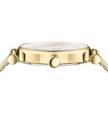 Versace Women\'s Swiss Greca Chic Gold Ion Plated Stainless Steel Mesh  Bracelet Watch 35mm - Macy\'s