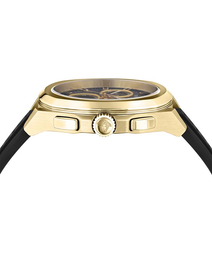Versace Men's Swiss Chronograph Geo Black Silicone Strap Watch 43mm ...