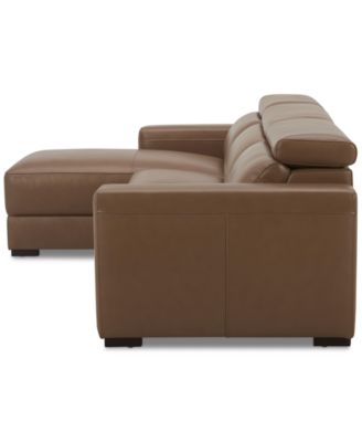 Nevio 115" 3-Pc. Leather Sectional with 2 Power Recliners, Headrests and Chaise, Created For Macy's