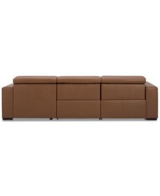 Nevio 115" 3-Pc. Leather Sectional with 2 Power Recliners, Headrests and Chaise, Created For Macy's