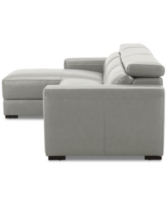 Nevio 115" 3-Pc. Leather Sectional with 2 Power Recliners, Headrests and Chaise, Created For Macy's