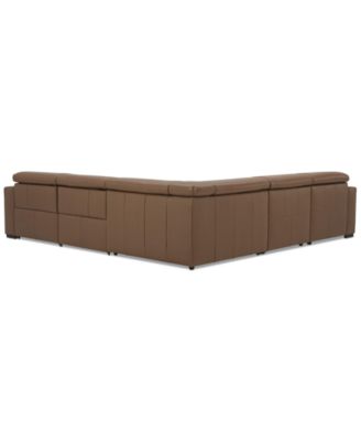Nevio 124" 5-Pc. Leather Sectional with 2 Power Recliners, Headrests and Chaise, Created For Macy's